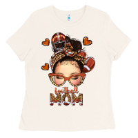 Football Messy Bun Mom Ladies Tee | Teevron