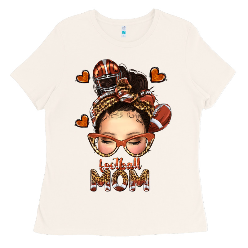Football Messy Bun Mom Ladies Tee by texasbilliewilder | Teevron