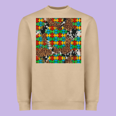 Western Autism Seamless Pattern Heavyweight Sweatshirt Designed By Artiststas