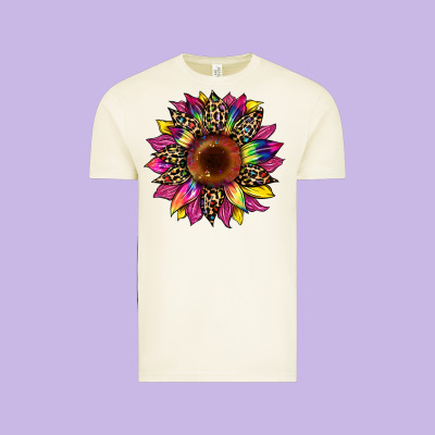 Tie Dye Leopard Sunflower Vintage Tee Designed By Artiststas