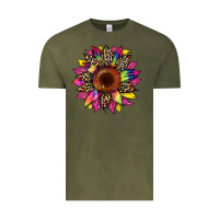 Vintage Olive tie dye leopard sunflower Vintage Tee - Artiststas