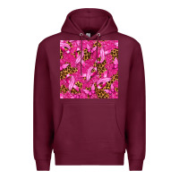 Burgundy breast cancer with ribbon and butterfly seamless p Premium Hoodie - texasbilliewilder