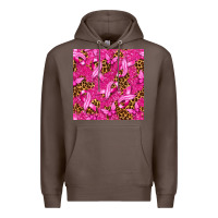 Coffee breast cancer with ribbon and butterfly seamless p Premium Hoodie - texasbilliewilder