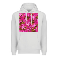 Dove Grey breast cancer with ribbon and butterfly seamless p Premium Hoodie - texasbilliewilder