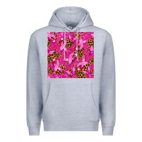 Heather Grey breast cancer with ribbon and butterfly seamless p Premium Hoodie - texasbilliewilder