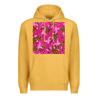 Mustard breast cancer with ribbon and butterfly seamless p Premium Hoodie - texasbilliewilder