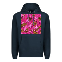 Navy breast cancer with ribbon and butterfly seamless p Premium Hoodie - texasbilliewilder