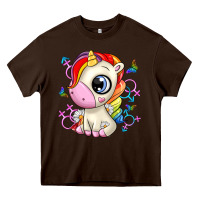 Chocolate Brown unicorn Heavy Core Tee - Zillion Design Studio