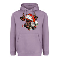 Lavender Christmas cow with antlers Heavyweight Hoodie - Jasminsmagicworld