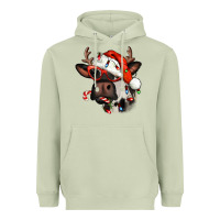 Matcha Christmas cow with antlers Heavyweight Hoodie - Jasminsmagicworld