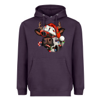 Plum Christmas cow with antlers Heavyweight Hoodie - Jasminsmagicworld