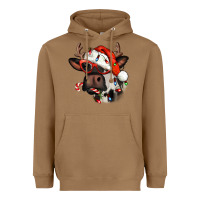 Toasted Coconut Christmas cow with antlers Heavyweight Hoodie - Jasminsmagicworld