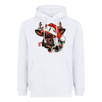 White Christmas cow with antlers Heavyweight Hoodie - Jasminsmagicworld