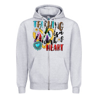 Heather Grey teaching is a work of heart Zipper Hoodie - NancyCooperArtShop