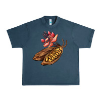 Midnight Navy cacao beans and flowers Urban Heavy Tee - AdoDesignShop