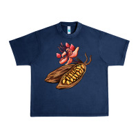 Navy cacao beans and flowers Urban Heavy Tee - AdoDesignShop