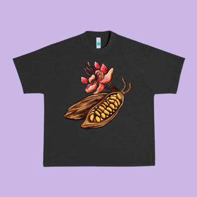 Cacao Beans And Flowers Urban Heavy Tee Designed By Adodesignshop