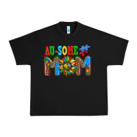 Black ausome autism mom Urban Heavy Tee - AdoDesignShop