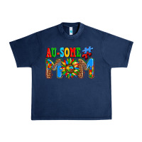 Navy ausome autism mom Urban Heavy Tee - AdoDesignShop