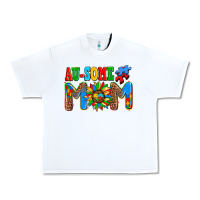 White ausome autism mom Urban Heavy Tee - AdoDesignShop