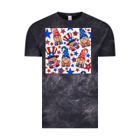 Cloud Black 4th of july patriotic gnome seamless pattern Vintage Tee - BundleAndBundleShop