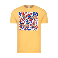Vintage Mustard 4th of july patriotic gnome seamless pattern Vintage Tee - BundleAndBundleShop