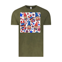 Vintage Olive 4th of july patriotic gnome seamless pattern Vintage Tee - BundleAndBundleShop