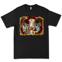 Black heifer cow christmas western background Premium Tee - RanaPortraitStore
