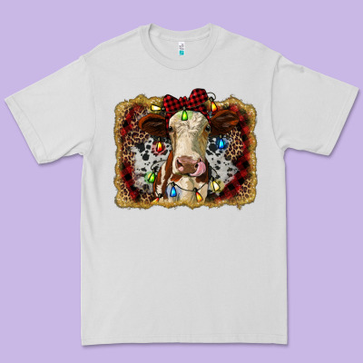 Heifer Cow Christmas Western Background Premium Tee Designed By Ranaportraitstore