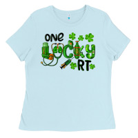 Baby Blue One Lucky Respiratory Terapist Ladies Tee - RanaPortraitStore