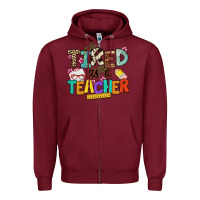 Burgundy tired as a teacher Zipper Hoodie - NancyCooperArtShop