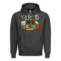 Charcoal Heather tired as a teacher Zipper Hoodie - NancyCooperArtShop