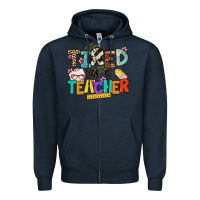 Navy tired as a teacher Zipper Hoodie - NancyCooperArtShop