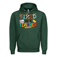 Sports Green tired as a teacher Zipper Hoodie - NancyCooperArtShop