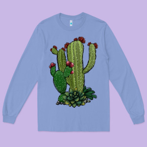 Cactus Long Sleeve Tee Designed By Jasminsmagicworld