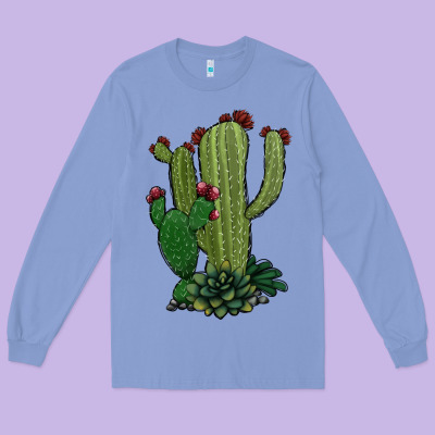 Cactus Long Sleeve Tee Designed By Jasminsmagicworld
