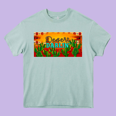 Desert Darlin' Aztec Desert Sunset License Plate Heavy Core Tee Designed By Artiststas