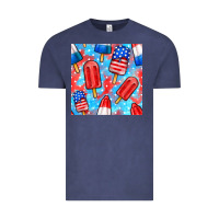Vintage Denim 4th of july popsicle seamless pattern Vintage Tee - BundleAndBundleShop