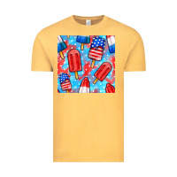 Vintage Mustard 4th of july popsicle seamless pattern Vintage Tee - BundleAndBundleShop