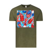 Vintage Olive 4th of july popsicle seamless pattern Vintage Tee - BundleAndBundleShop