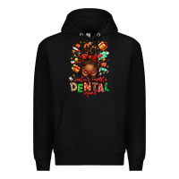 Black Santa's Favorite Dental Squad Afro Messy Bun Premium Hoodie - texasbilliewilder