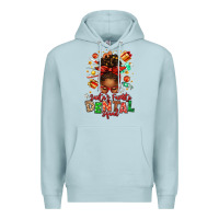 Blue Mist Santa's Favorite Dental Squad Afro Messy Bun Premium Hoodie - texasbilliewilder