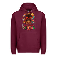 Burgundy Santa's Favorite Dental Squad Afro Messy Bun Premium Hoodie - texasbilliewilder