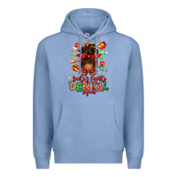 Colony Blue Santa's Favorite Dental Squad Afro Messy Bun Premium Hoodie - texasbilliewilder