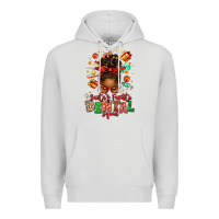Dove Grey Santa's Favorite Dental Squad Afro Messy Bun Premium Hoodie - texasbilliewilder