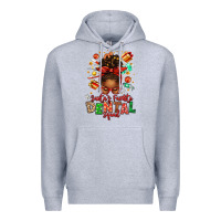 Heather Grey Santa's Favorite Dental Squad Afro Messy Bun Premium Hoodie - texasbilliewilder
