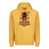 Mustard Santa's Favorite Dental Squad Afro Messy Bun Premium Hoodie - texasbilliewilder
