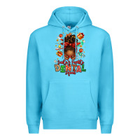 Ocean Blue Santa's Favorite Dental Squad Afro Messy Bun Premium Hoodie - texasbilliewilder
