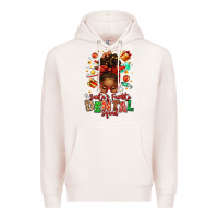 Pale Pink Santa's Favorite Dental Squad Afro Messy Bun Premium Hoodie - texasbilliewilder