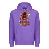 Purple Santa's Favorite Dental Squad Afro Messy Bun Premium Hoodie - texasbilliewilder